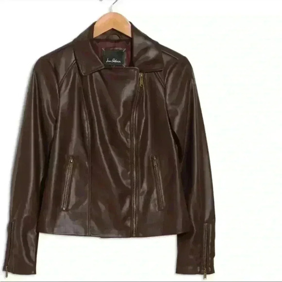 Sam Edelman Faux Leather Moto Jacket in Chocolate Size Small NWT - Picture 2 of 12